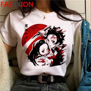 Demon Slayer śmieszne kreskówki T-shirt mężczyźni Unisex Kimetsu nie Yaiba śliczne Anime Tshirt Kawaii Manga graficzne T Shirt Hip Hop Tees męskie X0621