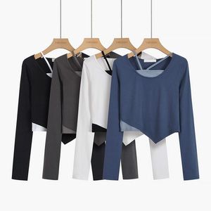 Kadın T-shirt Y2K Uzun Kollu Mavi Siyah Sling Kadınlar Kırpma Üst T Shirt Moda Kore Goth Streetwear Harajuku Estetik Yelek Tişörtleri Pıhtı