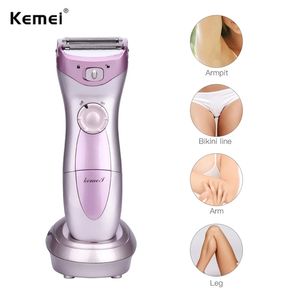 Kemei KM-200A Rechargeable Electric Hair Remover Shaver Washable Epilator Shaving Lady Shaver Body Face Leg Use for Women