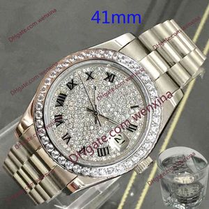 Herrklockor Diamond Watch 10 Färg högkvalitativt 41mm guldskal med svart montre de luxe 2813 romerska siffror automatiska stål Vattentäta armbandsur