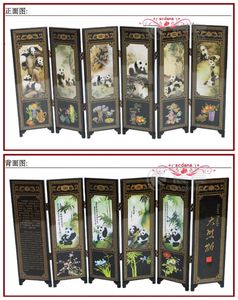 Wholesale chinese folding screens for sale - Group buy 6Pieces Panda Folding Screen Chinese Traditional Lacquerwork Screen Decoration