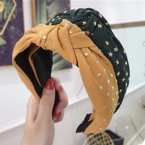 Yıldız Kadınlar Için Süslü Kafa Katı Kumaş Hairband Düğümlü Merkezi Geniş Kafa Bandı Yetişkin Saç Aksesuarları