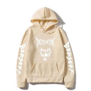 Męskie bluzy bluzy 2021 Z Kapturem Dark Berserk Anime Wzór Druku Vintage Casual Hoodie Fashion Pullover Oversized Tops