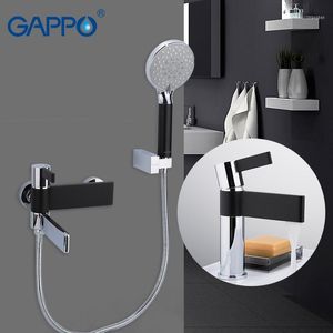 Banyo Lavabo Muslukları Gappo Havzası Pirinç Su Tap krom ve siyah banyo musluk mikser duş Seti Torneira Do anheiro1