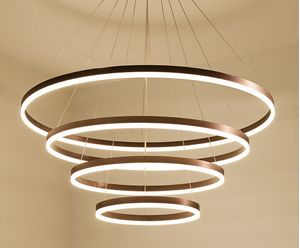 Modern Ring LED Tak Ljuskrona Hänge Lampor för vardagsrum Matsal Loft Hängande Hem Decore Tillbehör Inomhusbelysningsarmaturer