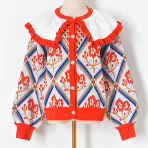 1209 2022 활주로 가을 브랜드 똑같은 스타일 스웨터 긴 소매 옷깃 목 Cardigan Kint Womens 의류 고품질 Womens Mingzhi