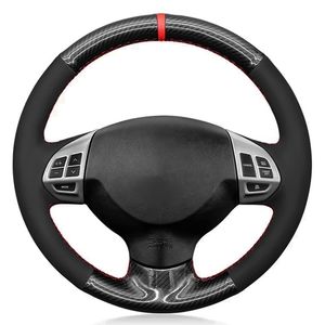 Coprivolante per auto in pelle scamosciata nera in fibra di carbonio per Mitsubishi Lancer X 10 2007-2015 Outlander 2006-2013 ASX 2010-2013