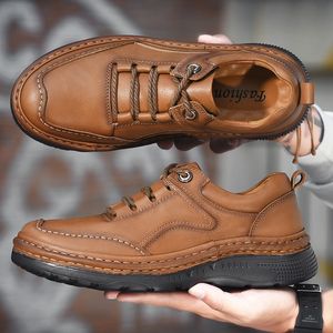 Äkta läder Business Formal Shoes Men Casual Skor British Style