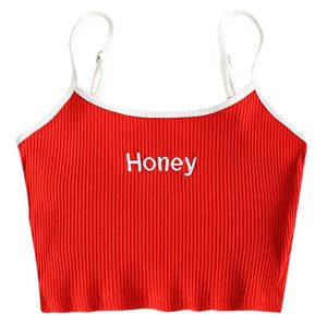 Honey Embroidered Ribbed Cropped Tank Top Beach Cover Ups For Women Color Red Short Shirt Crop On Sale Sarongs