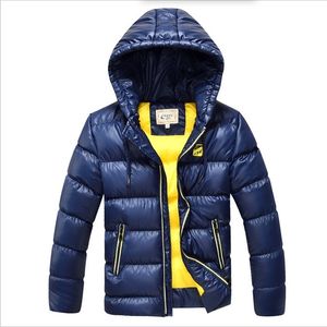 7-16T Children Boy Nastolatki Płaszcz Zimowy Kurtka Moda Parkas Z Kapturem Watalizowane Odzieży Odzieży Zagęścić Ciepła Odzież zewnętrzna Wysoka jakość 211203