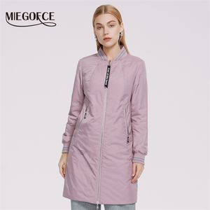 Miegofce Spring女性のジャケット膝の長さのスポーツのリバーシブル婦人服キルティングコート高品質のパーカー女性コート210819