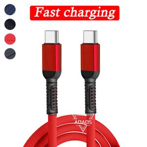 PD 20W Data Charger cable TYPEC To C 60W Кабели ведут неразрывный металлический разъем Сильная оплетка 1M 3 фута