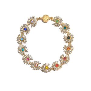 GD Same Colored Gemstone Full Diamond Chain Daisy Bracelet 5Th Anniversary Limited Edition 18K Gold-Plated Men And Women Trend Jewelry