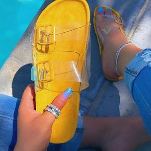 Slippers Sagace2021 PVC Jelly Shoes Beach Open Toeフラットヒール女性透明な夏のクリアクリスタルレディサイズ35