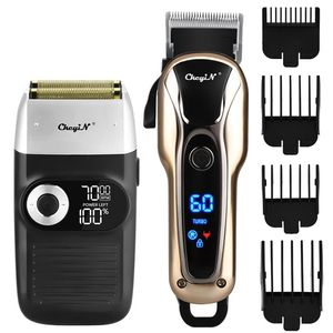 Professionell Barber Hair Clipper Men Uppladdningsbar Elektrisk Blad Head Shaver Beard Nose Body Trimmer Razor Shaving Cutter Machine 220216