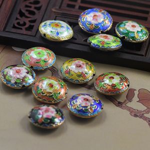 Fancy Enamel Filigree Floral Round Beaded Cloisonne Accessories DIY Jewellery Making Supplier Necklace Earrings Bracelets 10pcs/lot