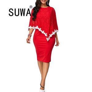 African Designer Spring Autumn Clothes For Women Christmas Dress Dashiki Plus Size Office Wear Sexy Lace Cloak Robe 210525