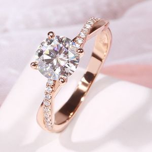 Romantic Rose Gold Ring Special Design Moissanite Anniversary Round Brilliant Excellent Cut 1ct