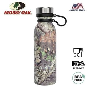 MOSSY OAK 600ML Vacuum Insulated Water Bottle Stainless Steel Wide Mouth Leak-Proof Double Walled Cola Shape Camo 210615