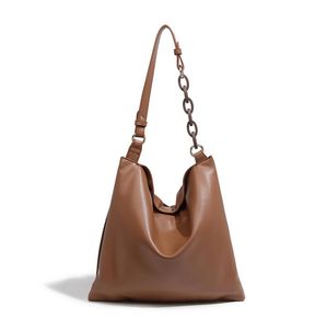Evening Bags Designer Chain Hobo Tote Bag Genuine Leather Cowskin Women Large Big Knotted Shoulder Black Brown Dark Green 2022 Spring