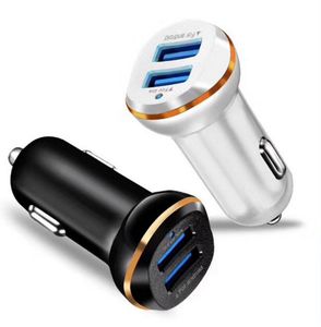 Dual 2 USB 3A Mini Car Car Charger Charger 3.1A 5V OUT Поместить 12-24 В вход ABS Интеллектуальный быстрый Quaik Два в 1 зарядные устройства