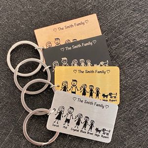 Personalized Family Keyring Cute Keychain Customized Name Gifts for Parent Children Bag Charm Families Member Gift