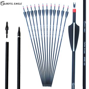 28/30/31 Inches Archery Carbon Arrows Spine 500 ID6.2MM for Compound Bows Recurve Bow Arrows Hunting Shooting