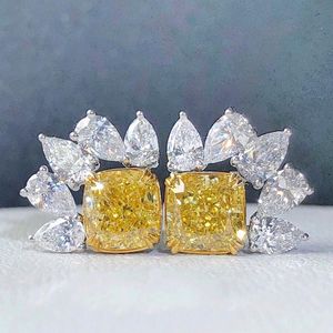 Stud CAOSHI Snygga kvinnliga örhängen med glänsande gul kristall CZ Temperament Kvinnor Tillbehör till fest Lyx Dam Smycken Present