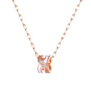 Atacado 2021 Fashion Brand Women's Hollow Letter x Diamante Pingente Simples Rose Gold Colar de Casamento Festa de Jóias Presente