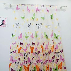 0.95*2m Romantic Butterfly Transparent Curtains Tulle Casement Door Printed Window Curtain Sheer Voile Drop & Drapes