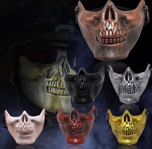 Skelettmask Halv ansikte Faktisk kamp Warrior Face-Mask Halloween Party Scary Masks SN3033