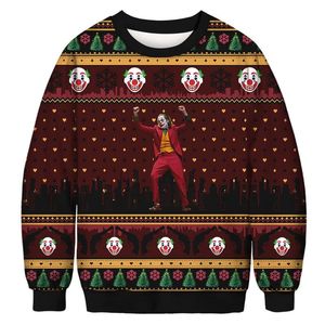 Herrtröjor clown ful jul tröja män kvinnor semester crewneck sweatshirt pullover höst vinter xmas jumpers toppar