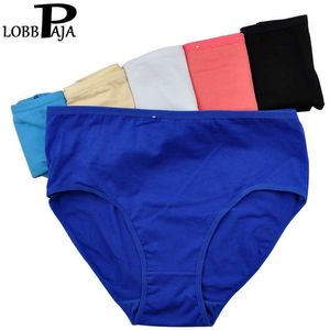 Lobbpaja lote 6 pcs mulheres underwear algodão alta cintura cintura briefs senhoras calcinhas calcinhas intimates plus size xxl 3xl 4xl 210720