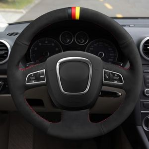 Black Suede Car Steering Wheel Cover For Audi A3 8P Sportback A4 B8 Avant A5 8T A6 C6 A8 D3 Q5 8R Q7 4L S3 S4 S5 S6 S8 RS 4