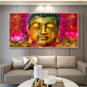 Färgglada Buddha Canvas Målning Abstrakta bilder Väggkonst för vardagsrumsdekorationer och skriver ingen ram