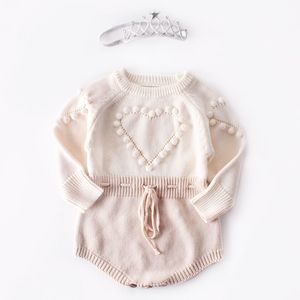 Bebé de manga comprida de malha macacão outono macacão macacão camisola infantil princesa roupa de algodão romper 210429