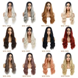 26 inç Sentetik Peruk 12 Renkler Simülasyon İnsan Saç Peruk Doğal Dalga Perruques De Cheveux Homosers Peruk-345