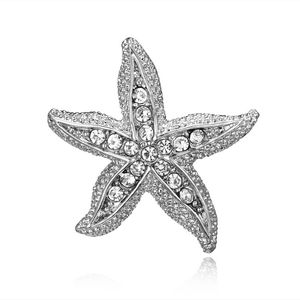 Moda Alloy Rhinestone Pin Brooches Sea-Star Starfish Broszki Pinki dla kobiet Męska Biżuteria