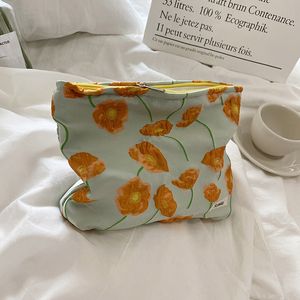 3pcs Cosmetic Bags Women Polyester Large Capacity Floral Protable Zipper Storage Bag