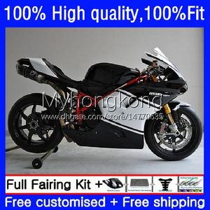 Bodys wtrysku dla Ducati 848R 1098R 1198R 848 1098 1198 s R 07 08 09 10 11 12 14NO.49 Bodyork 848s 1098s White Black 1198S 2007 2008 2009 2010 2011 2012 Zestaw OEM