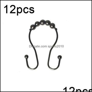 Inne Dekoracje Wystrój Dom Garden12PCS Pierścionki Hooks Hooks Stal nierdzewna Podwójna Szyca Prysznicowa Zasłona Rustoof Trwała Drop Dostawa 2021 FJ