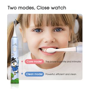 Оральный ирригаторы мультфильм дизайн 3-12 лет USB зарядки Sonic IPX7 дети электрические зубные щетки дети мальчик девочка чистить уход в уставные бактерии