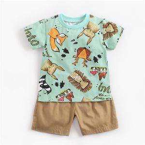 Sommar baby pojke kläder barn pojkar tecknade uppsättningar kläder kostym t-shirt + shorts barn 210521