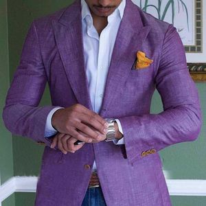 Фиолетовый мужской белья Летняя пляжная куртка костюмы Slim Fit Suits для мужчин смокинг Groom костюмы для мужчин свадьба Groomsman 1 куртка только X0909