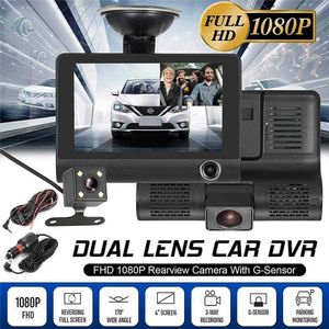 4,0 polegadas carro dvr 3 câmeras lente traço câmera dual lente com câmera retroview vídeo gravador de vídeo DASH CAM Auto Registrator DVRS CSV