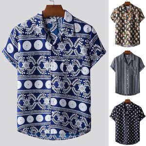 Camisetas masculinas Hawaii férias masculinas de manga curta camisa casual blusa impressão masculina de manga longa de manga longa