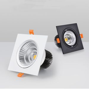 Square LED Downlight 디 밍이 가능한 스포트라이트 COB Recessed 조명기구 7W / 9W / 12W / 15W 천장 조명 AC85-265V