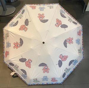 Designer Umbrella with Cute Bear Printing Suitable to Sun Rain Women ols Girl Folding Umbrellas Windproof Gift Ideas