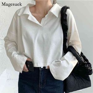 Autumn Long Sleeve Cotton Ladies Blouses Solid Plus Size White Blouse Women Loose Casual Shirt Blusas 11197 210512