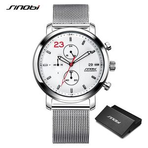 Sinobi Men's Business Chronograph Watches Man Wristwatch Calendar Stainless Steel High Quality Quartz Watches Montre Homme Gifts Q0524